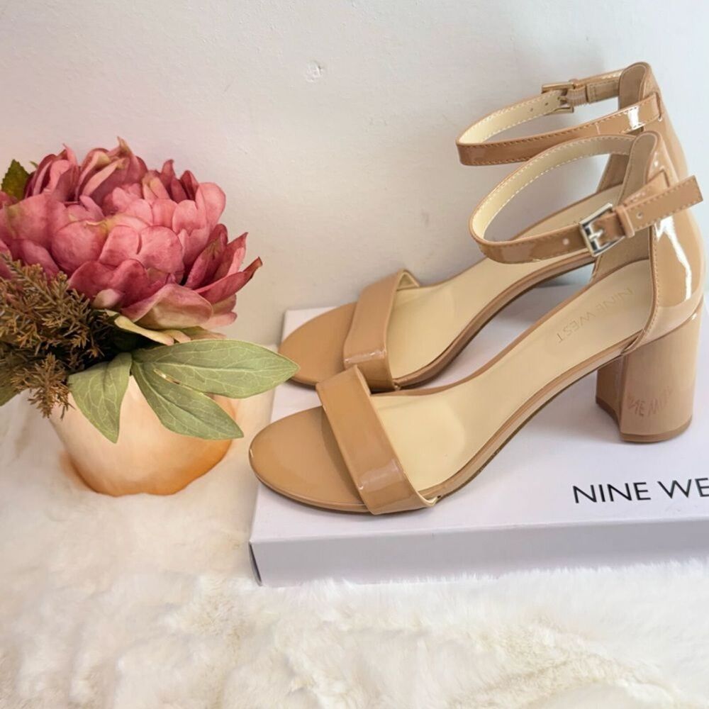 NEW NINE WEST WOMEN SHOES SIZE 7.5 M PRUCE ANKLE STRAP BLOCK HEEL SANDALS - Picture 4 of 15